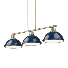Golden 3602-3LP AB-NVY - Yep by Golden Lighting Duncan 3-light Island Light in Aged Brass and Navy Blue shade